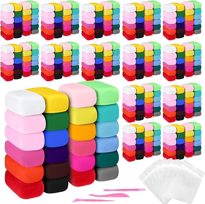Poen 600 Pcs Air Dry Clay Kit Multi Colors Ultra Light Modeling Clay for Kids DIY Safe Soft Clay with Sculpting Tool Back to School Gift for Kids Adults Artists Art Crafts