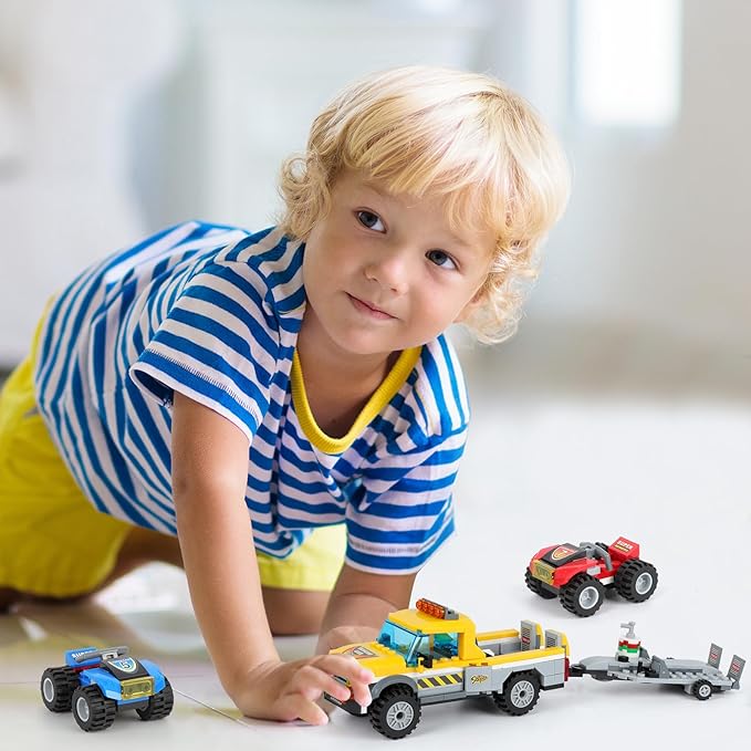 City Race Buggy Transporter Building Set,324 PCS 3 in 1 City Service Truck Cars Building Blocks Kit,STEM Vehicles Toys,Construction Playset Birthday Xmas Gifts for Kids Boys 6 7 8 9 10-Year-Old