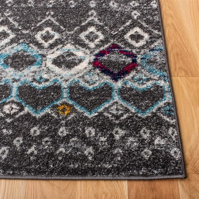 SAFAVIEH Amsterdam Collection Accent Rug - 3' x 5', Dark Grey & Ivory, Moroccan Boho Design, Non-Shedding & Easy Care, Ideal for High Traffic Areas in Entryway, Living Room, Bedroom (AMS108H)