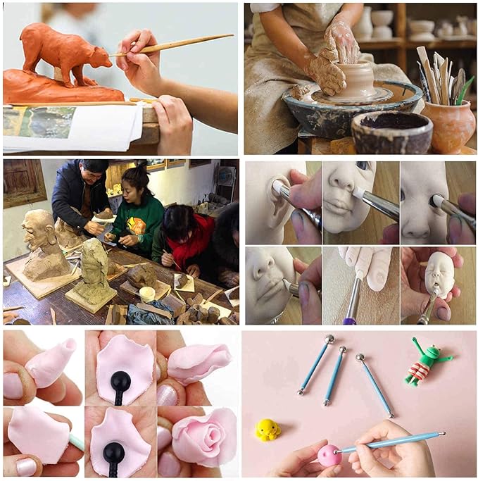 57PCS Ceramic Clay Tools Set with Plastic Case Modeling Pottery Sculpting Tools Kits for Beginners Professionals Kids After School Ceramics Classes