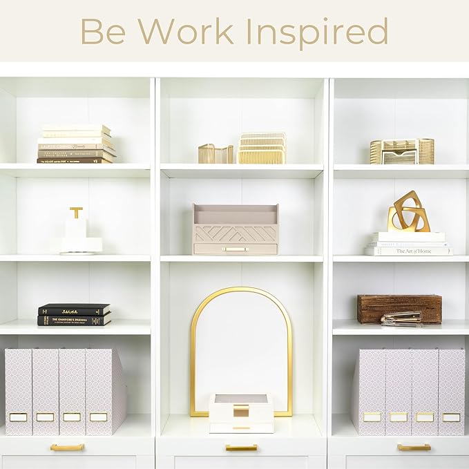 BLU MONACO | Foldable Magazine File Holder Set of 4 | Moroccan Tile Cardboard Organizers | Vertical Desk and Shelf Storage for Home Office Dorm | Decorative File Boxes