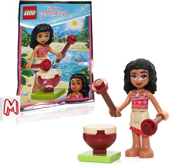 LEGO Disney Princess Minifigure - Vaiana (Moana) with Tan Skirt and Jungle Drum (12 Pieces)
