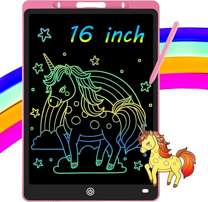 16 Inch LCD Writing Tablet - Colorful Electronic Drawing Pad & Doodle Board for Kids Ages 3-8, Erasable Educational Toy, Birthday Gift and Christmas for Girls and Boys