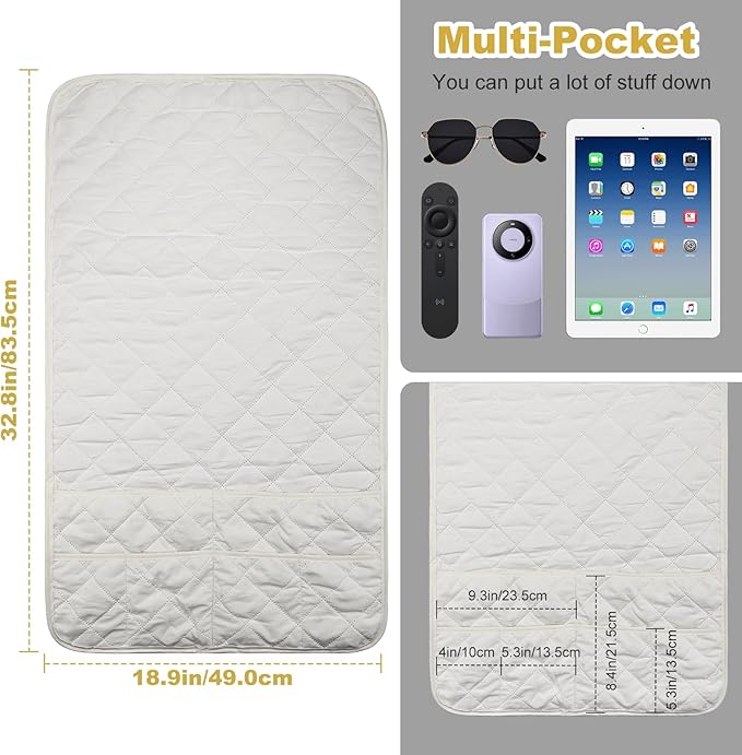 Remote Control Holder for Recliner,Armchair Caddy,Non Slip Sofa Armrest Storage Organizer for Recliner Couch with 6 Pockets for TV Remote,Cell Phone,Magazine (Off-White)