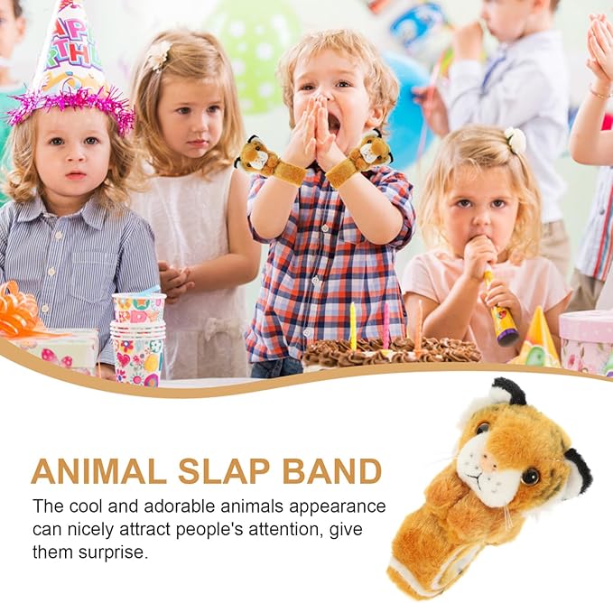 Abaodam Animal Slap Bracelet Tiger Slap Bracelet Plush Stuffed Animal Hugger Snap Wrist Band for Kids Birthday Party Gifts