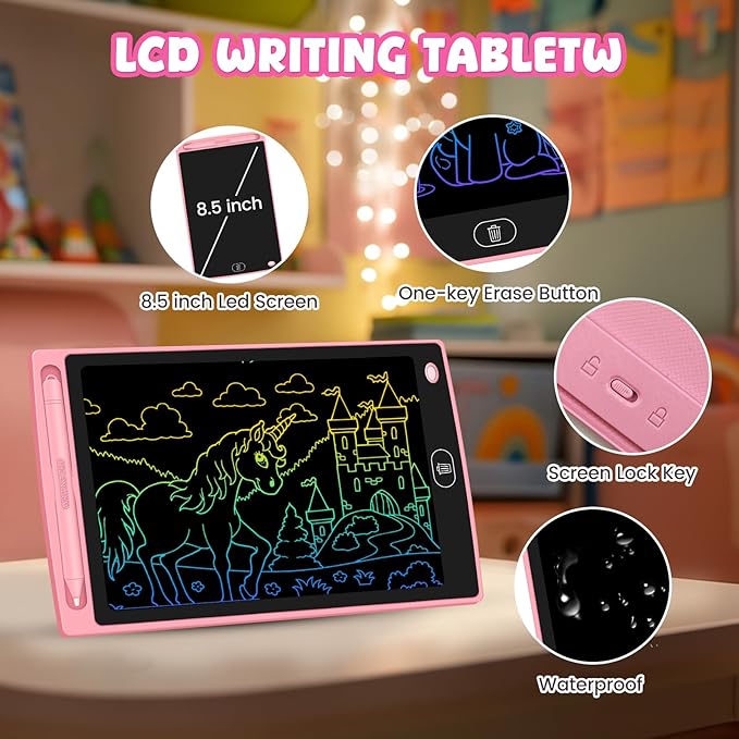 3 Pack LCD Writing Tablet for Kids - Erasable and Reusable Toddler Doodle Board in 8.5 inch, Ideal Drawing Pad for Learning Toy for Ages 3-8, Gift for Girls Boys (3 Pack (Pink,Blue, Green))