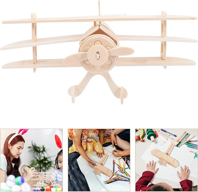3pcs DIY Wood Planes,Wooden Airplane Craft for Kids,Mini Assemble Painting Airplane Model Toys 3D Airplane Kit for Kids School Art Activity Kids Birthday