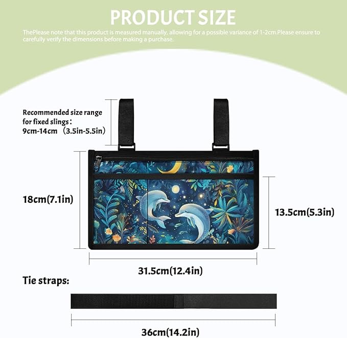 ZOUTAIRONG Blue Dolphin Wheelchair Bag wiht Cup Holder Wheelchair Side Bag for Adults Walker Bags and Pouches Wheelchair Bags to Hang on Side Power Wheelchair Accessories for Seniors Handicap