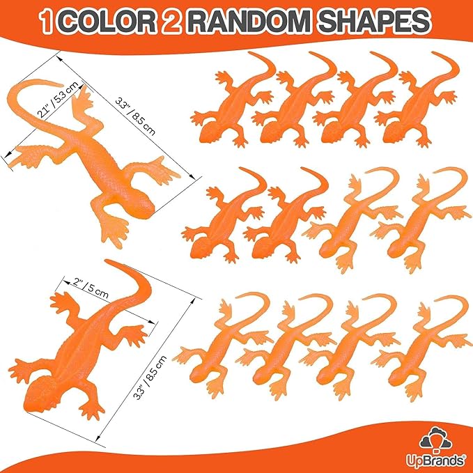 UpBrands 24 Pack ORANGE Super Stretchy Lizard Toys - Tangy Party Favors, Rubber Lizards for Kids, Small Classroom Prizes, Reptile & Newt Toy, Stress-Relief & Orange Celebrations