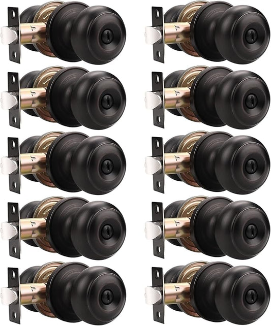 Probrico 10 Pack Interior Bathroom Privacy Keyless Doorknobs Door Lock Lockset in Oil Rubbed Bronze