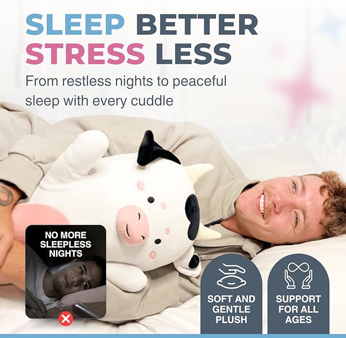 Cow Print Plush Body Pillow for Kids | Long Stuffed Animal Cuddle Pillow | Soft Hugging Toy | Plushie Gift for Girls & Boys | Long Plush Body Pillow for Sleep & Comfort | Medium, 35 Inches