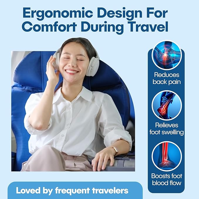 2 Pack Airplane Foot Hammock, No-Collapse Foot Hammock for Plane Travel, Thickened Bamboo Airplane Foot Rest, Adjustable Footrest for Office, Long Flight