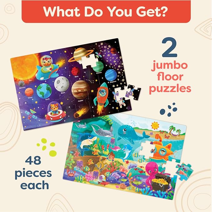 B. toys- Gigantic Jigsaw 2-Pack - Sea & Solar System- 48-Piece Floor Puzzles-Large 2 x 3 Feet Jigsaw Puzzles for Kids – Educational & Developmental Toys – 3 Years +