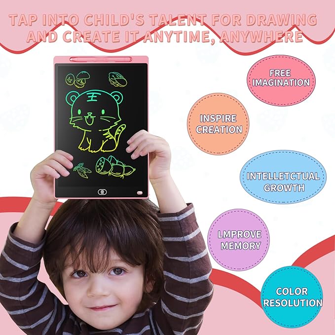 [2 Pieces] LCD Writing Board, 10 Inches, Genialba Colourful LCD Writing Tablet, LCD Writing Tablet, Electronic Tablet, Graphic Tablet for Children's Games 3 4 5 6 7 Years Boys Girls (Purple & Pink)