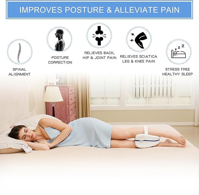 BEAUTRIP Knee Pillows for Side Sleepers Premium Memory Foam Wedge Leg Pillow Cushions Support with Washable Cover for Sciatica Back Hip Joint Knee Pain Relief (BM67-US-White)