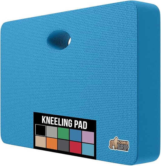 GORILLA GRIP Extra Thick Patent Pending Soft Foam Kneeling Pad, Supportive Large Cushion Knee Pads for Gardening, Baby Bath Time, Dirt and Water Resistant, Workout and Garden Supplies, 17.5x11, Blue