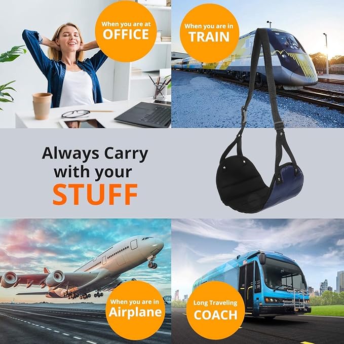 VILLCASE Adjustable Airplane Footrest Hammock for Adults Portable Travel Foot Cushion Footrest Plane Essentials Circulation Reduce Leg Swelling Comfortable Hanging Foot Support