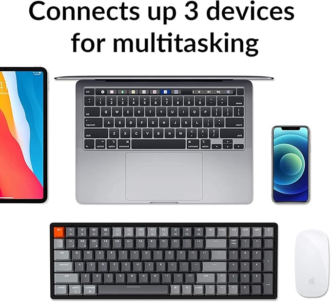 Keychron K4 Wireless Bluetooth/USB Wired Gaming Mechanical Keyboard, Compact 100 Keys 96% Layout RGB LED Backlit Gateron G Pro Red Switch N-Key Rollover, Aluminum Frame for Mac Windows, Version 2