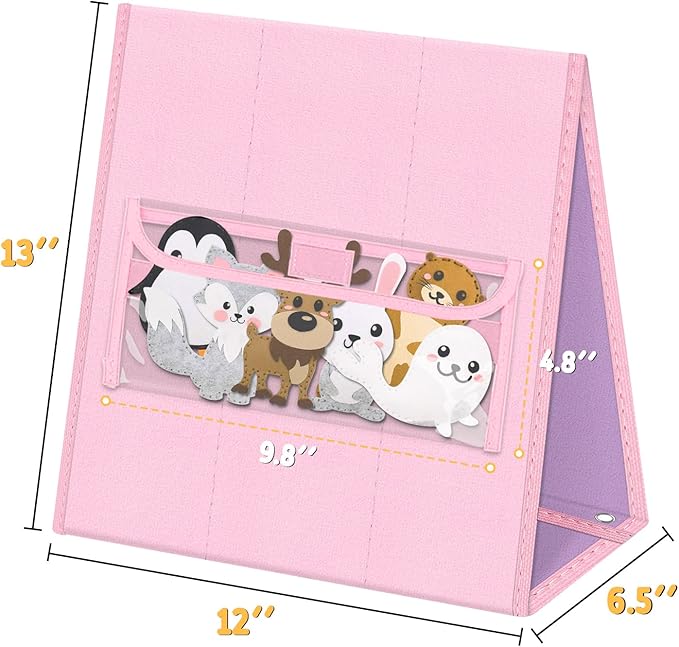 Foldable Felt Board for Toddlers Double Sided Felt Story Board Flannel Board Stories for Preschool Early Learning Interactive Storytelling Interactive Play Wall Hanging Gift for Toddlers Kid(Pink)