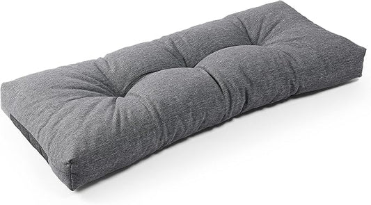 SUNROX LokGrip Non Slip Tufted Memory Foam Bench Cushion, FadeShield Water Resistant Durable Thicken Outdoor/Indoor Bench Seat Pads 48x16x4 inch, Heather Charcoal