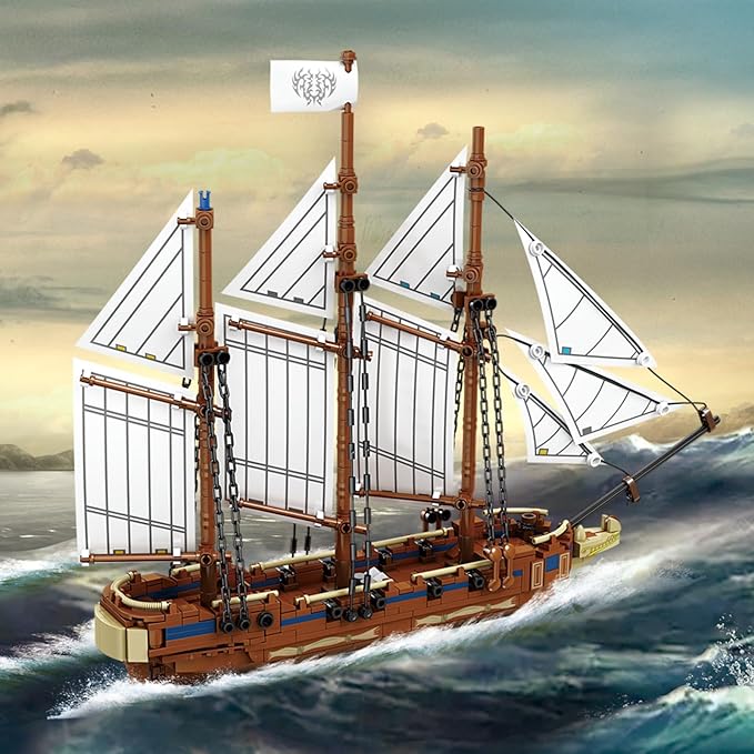 KAZI Ship Building Kit for Adults Kids,Sailing Adventure Toy Boat Building Blocks Set,Ship Model Home Decor,Fun Toy Gift for 8 9 10 11 12 Plus Year Old Boys and Girls