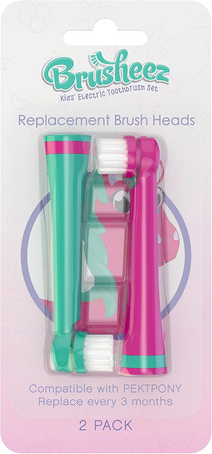 Brusheez Electronic Toothbrush Replacement Brush Heads 2 Pack (Prancy The Pony)