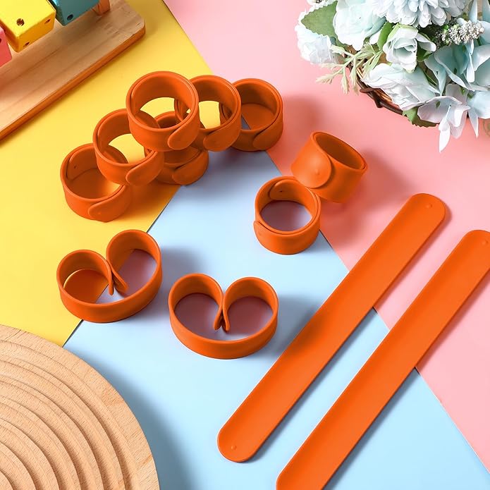 12 Pcs Silicone Slap Bracelets DIY Slap Bands Party Favors Bulk Blank Soft Wristband Wrist Snap Band for Craft Project DIY Painting Birthday Party Halloween Christmas