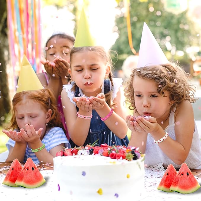 JUNEBRUSHS One In a Melon Party Favors, 42pcs Watermelon Themed First Birthday Silicone Bracelets Rubber Wristbands for One In a Melon 1st Birthday Party Decorations Party Accessories Supplies