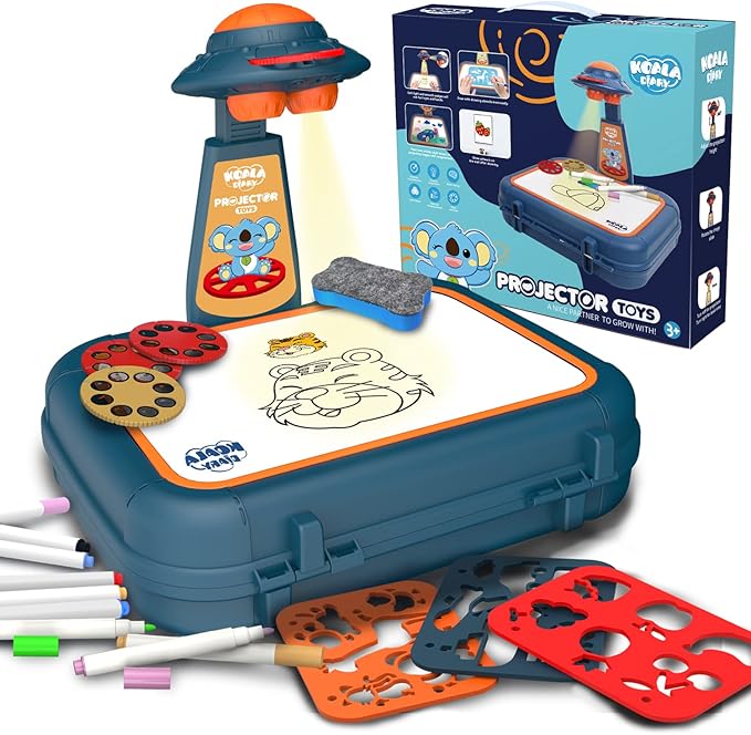 Drawing Kit 4-6, Drawing Projector for Kids, Art Sketch Projector Drawing and Tracing Include 64 Projection Image, Color Pen, Drawing Stencil, Kids Learn How to Draw Toys Set for Boys Girl Ages 3-5