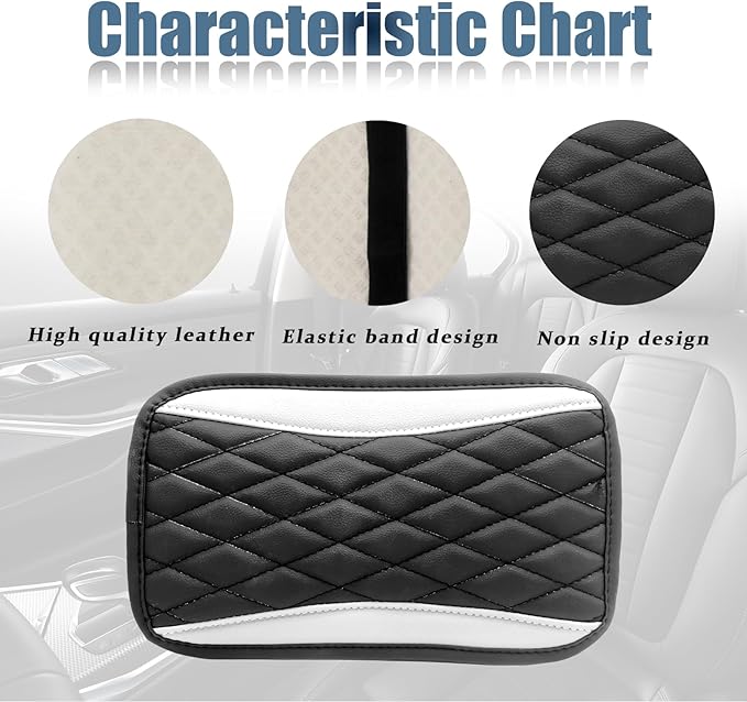 Car Center Console Cover, Universal Leather Waterproof Armrest Seat Box Cover Protector, Comfortable Car Decor Accessories Fit for Most Cars, Vehicles, SUVs-White
