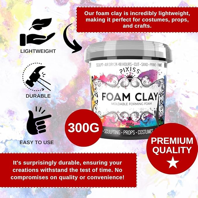 Moldable Cosplay Foam Clay (Light Pink) - Premium Modeling Foam Clay Air Dry, 300 Gram Cosplay Foam Sculpting Clay for Crafts - Quick Air Drying Clay Foam - Flexible Air Dry Foam Clay for Cosplay