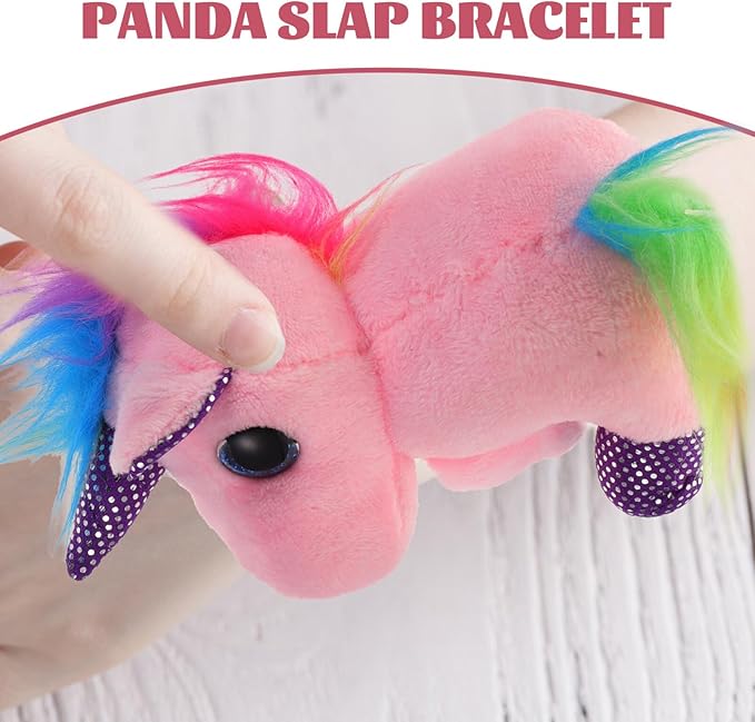Abaodam Animal Slap Bracelet Unicorn Slap Bracelet Plush Stuffed Animal Hugger Snap Wrist Band for Kids Birthday Party Toy