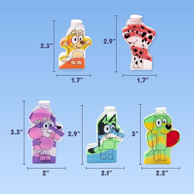 Bluey Sand Art, Includes 5 Sand Art Bottles & 7 Colored Sands, Features Bluey & Bingo, Create Your Own Sand Art, DIY Sand Art Kit, Bluey-Themed Art Kit, Fun Art Project for Kids, Gifts for Kids
