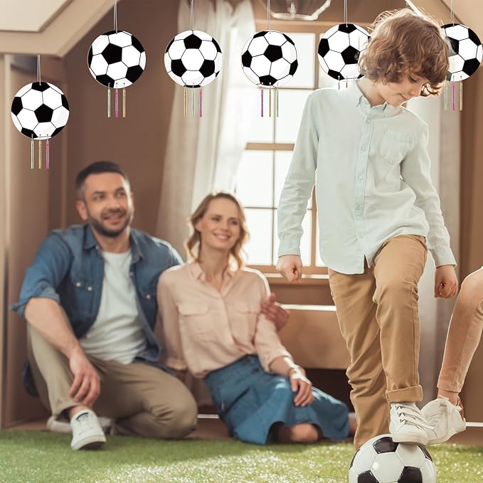 gisgfim 16 Pack Soccer Wind Chime Crafts Kits for Kids Make Your Own Soccer Wind Chime Wooden DIY Arts and Crafts Decoration for Birthday Party School Classroom Decorations Supplies Birthday Favors