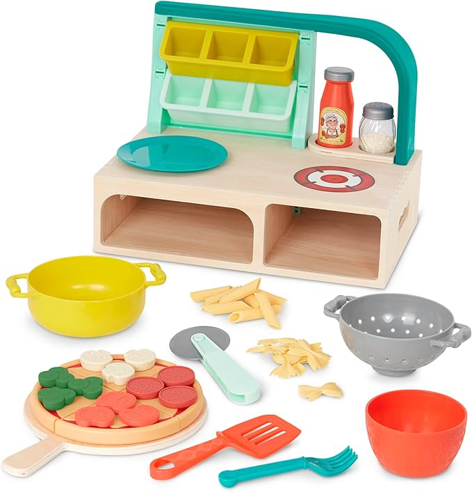 B. toys- Mini Chef - Pizza-n-Pasta Playset- Pretend Play Pizza & Pasta Play Set – Play Food & Role-Play Accessories- Food Toys for Kids – 3 Years +
