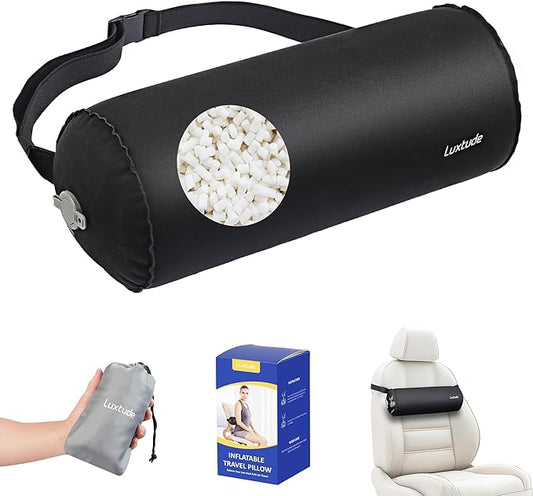 Luxtude Inflatable Lumbar Pillow for Airplane Travel, Inflatable Lumbar Support Pillow for Car & Office Chair, Neck Roll Pillows for Lower Back Pain Relief, Travel Back Support Neck Pillows