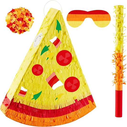 Lewtemi Pizza Piñata Pizza Party Favors Pizza Birthday Party Supplies with Stick Confetti and Blindfold Pizza Shower Theme Decorations for Pizza Supply