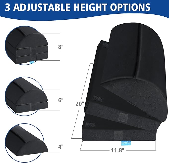 XXL(20in) Foot Rest for Under Desk at Work with 3 Adjustable Heights, Foot Stool with Bamboo Charcoal Foam, Feet Warm Pocket Footrest for Office Gaming Chair, for Leg Support -Black