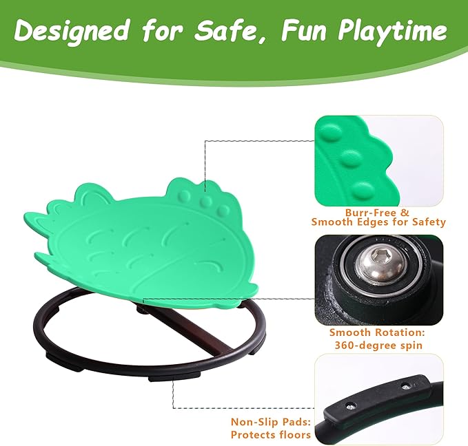 Kids Sensory Swivel Chair - Fish Spinning Chair Seat for Balance, Coordination - Sensory Therapy Stool for Kids with Autism & ADHD - Active Indoor Play Chair for Home & Classroom (Green)