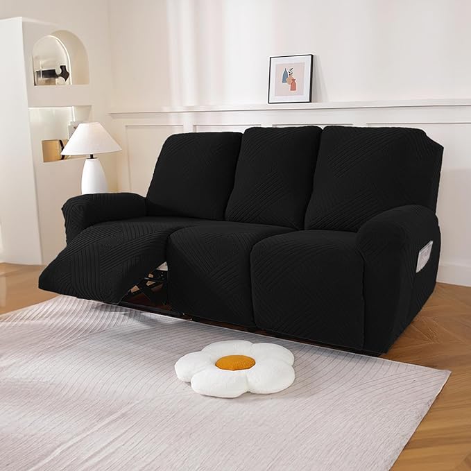NORTHERN BROTHERS Recliner Sofa Covers 3 Seater - Reclining Sofa Covers Couch Covers for Reclining Couches Reclining Couch Covers, Black
