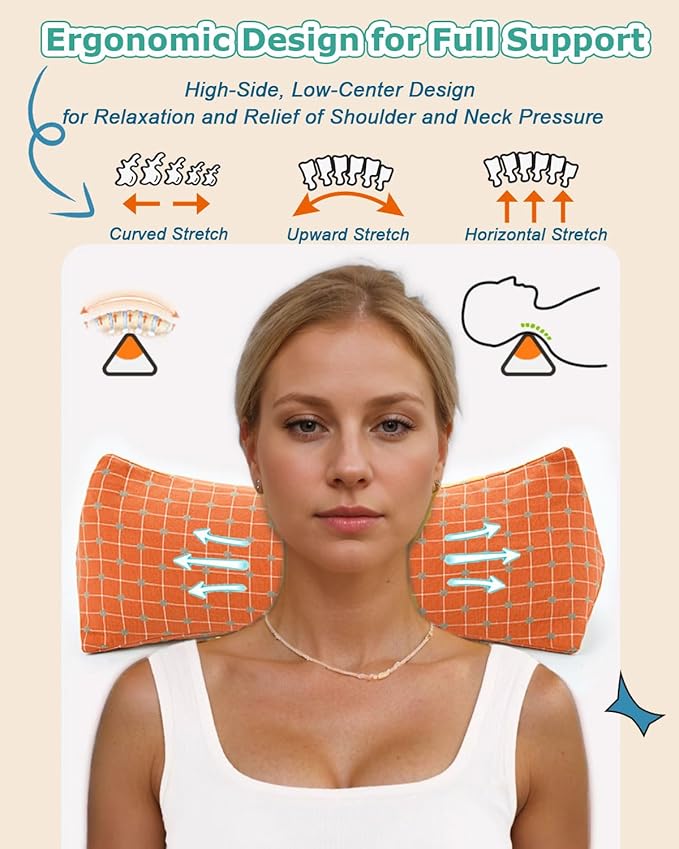 Adjustable Buckwheat Pillow for Custom Buckwheat Pillows for Sleeping, Neck and Shoulder Support for All Sleep Positions, Removable Hulls Cooling Breathable, Orange Red 6 * 15 inch