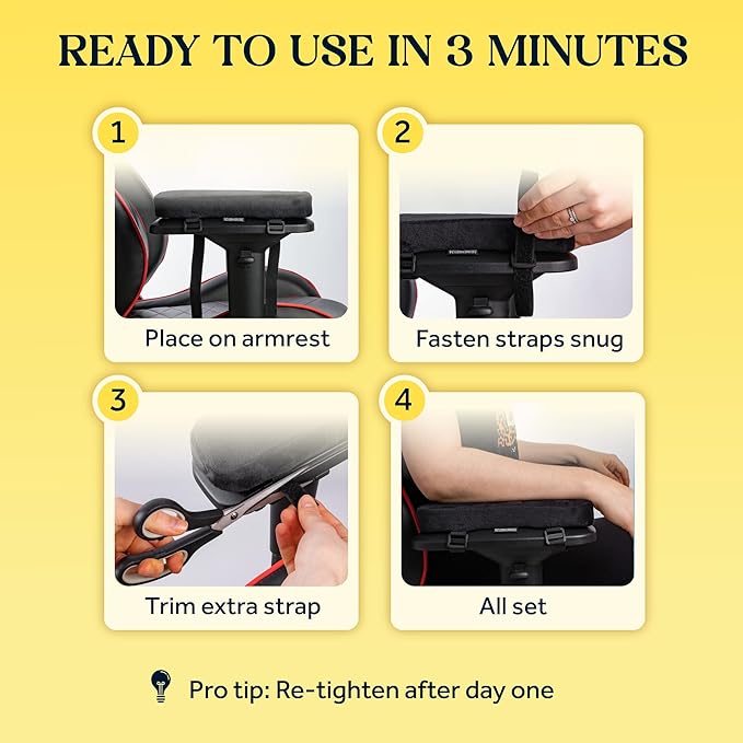 WESTERN COMFORT Thick Armrest Pads - Memory Foam Office Chair Arm Pads - Arm Rest for Desk Chair & Gaming Chair Armrest Pads - Chair Arm Covers - Elbow Support