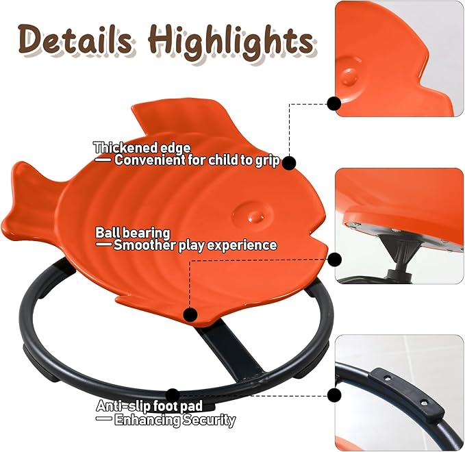 Autism Sensory Products Kids Swivel Chair Spinning Seat for Kids Sensory Sit and Spin Toys for Kids 5-7 Sensory Spinning Chair for Autistic Kids Outdoor Indoor Play