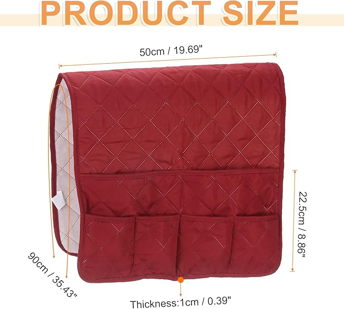 uxcell Couch Sofa Armrest Organizer Non-Slip Chair Arm Recliner Remote Control Organizer with 6 Pockets for Books, Magazines, Tablet, Phone, Plaid Wine Red
