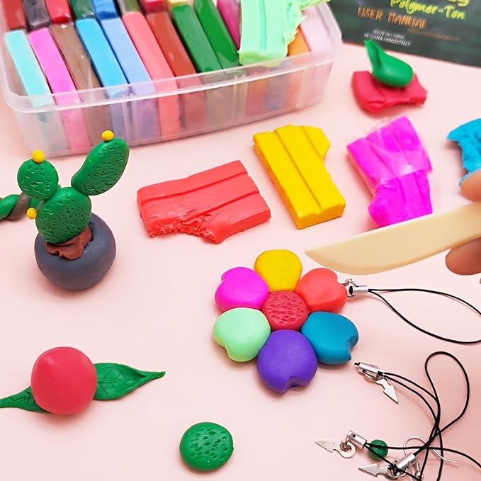 Artecho Polymer Clay, 50 Colors Modeling Clay for Kids, Christmas Earring Making Kit with Sculping Tools, Sculpey Clay Kit for Christmas Gifts
