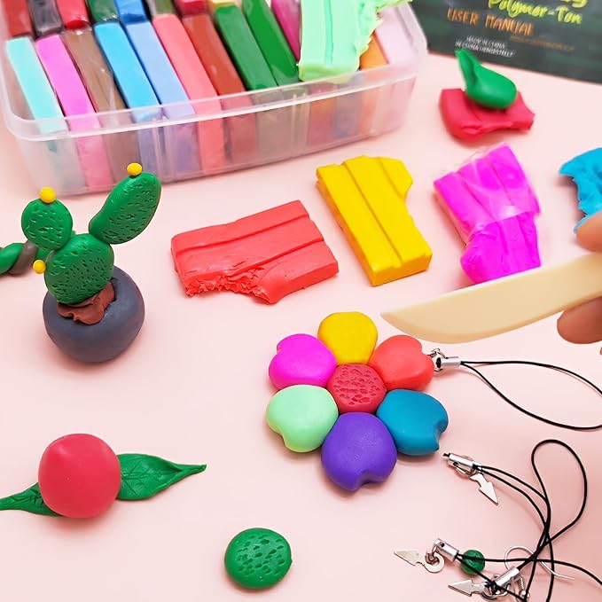 Artecho Polymer Clay, 50 Colors Modeling Clay for Kids, Christmas Earring Making Kit with Sculping Tools, Sculpey Clay Kit for Christmas Gifts