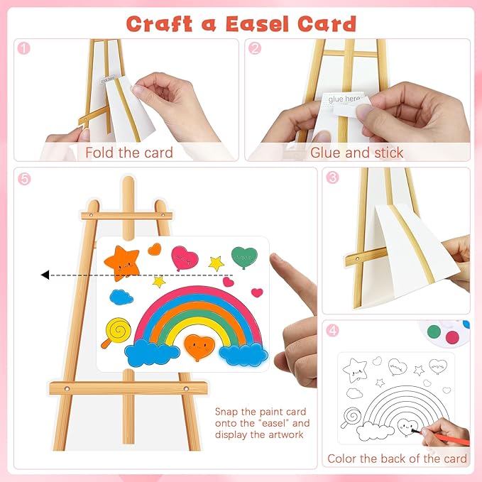 24 Pcs Easel Valentines Day Cards for Kids School with Mini Watercolor Paint Sets for Classroom Exchange, Valentines Gifts Party Favors for Boys Girls