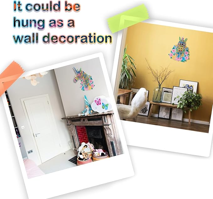 Hautton 3D Coloring Puzzle, Creative DIY Painting Puzzle Set Toy with 10 Coloring Pens, Fun Arts Crafts Gift for Kids Age 3 4 5 6 7 8 9 10 11 12 -Hornhorse