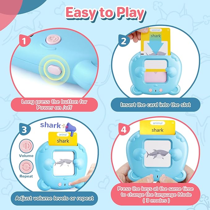 Talking Flash Cards for Toddler 1-6 Year Olds, Learning Montessori Toys with 224 Sight Words, Pocket Speech for Toddlers Therapy Toys, Children's Sensory Preschool Learning Educational Birthday Gifts