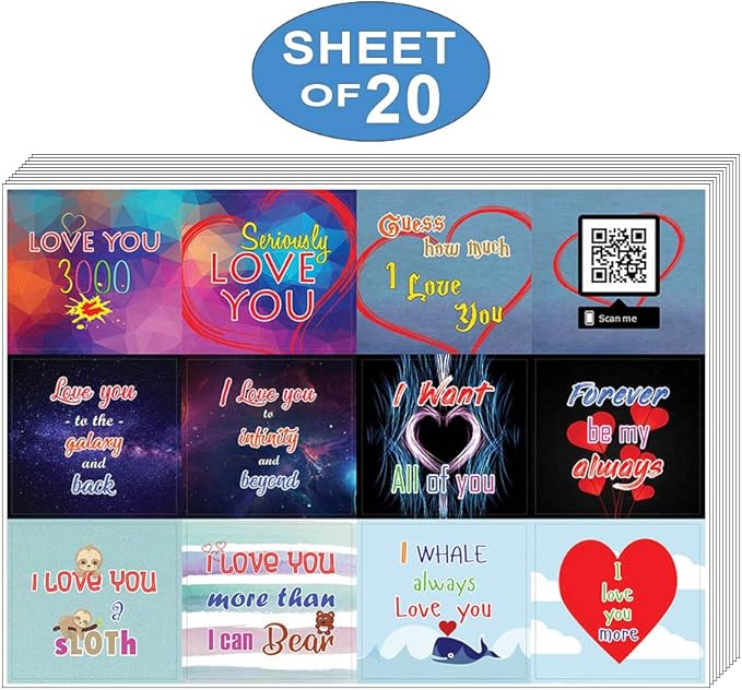 Love You 3000 Stickers (20-Sheet) – Stocking Stuffers Gift Set for Husbands Wife Dad Mom Children Son Daughter – Planner Stickers Birthday Mason Jar Party Favors Décor Decal – Stocking Stuffers Gifts